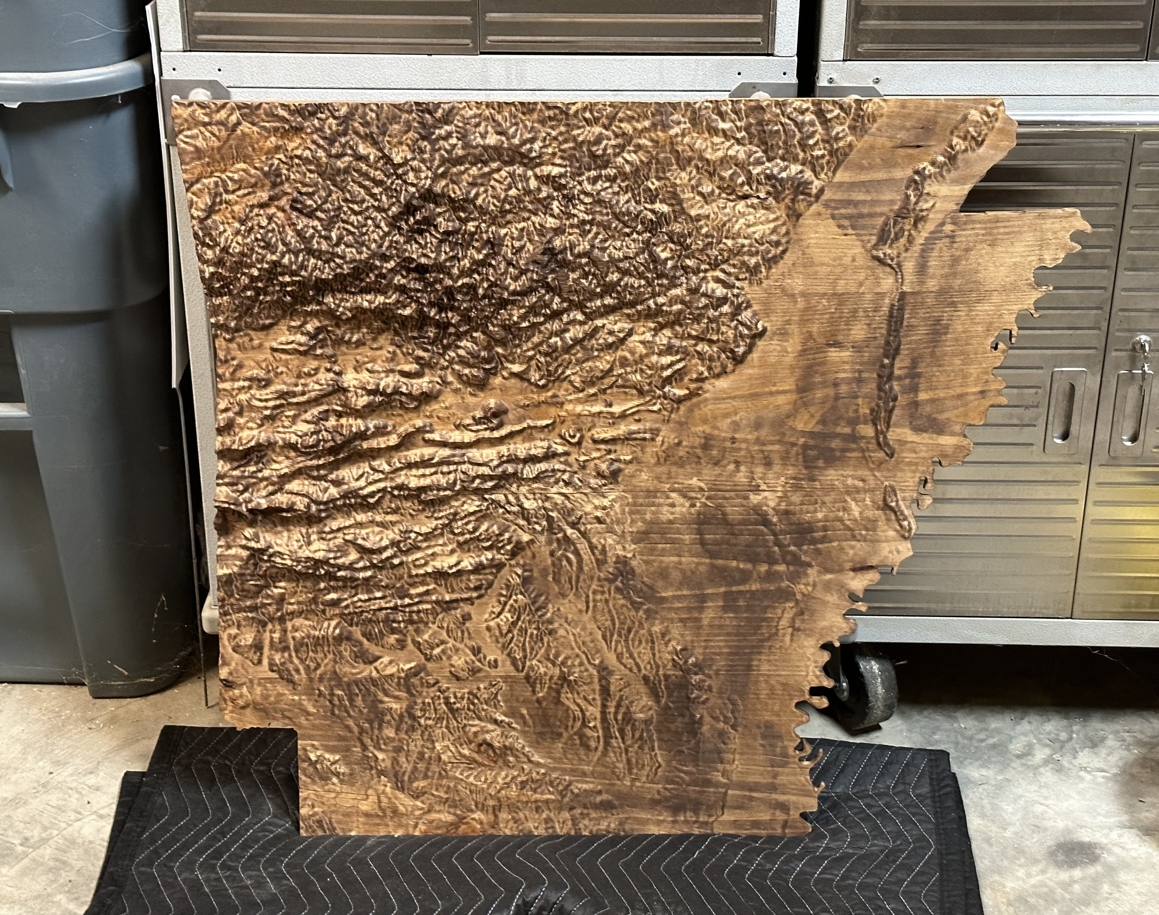 CNC carved topographic map of arkansas
