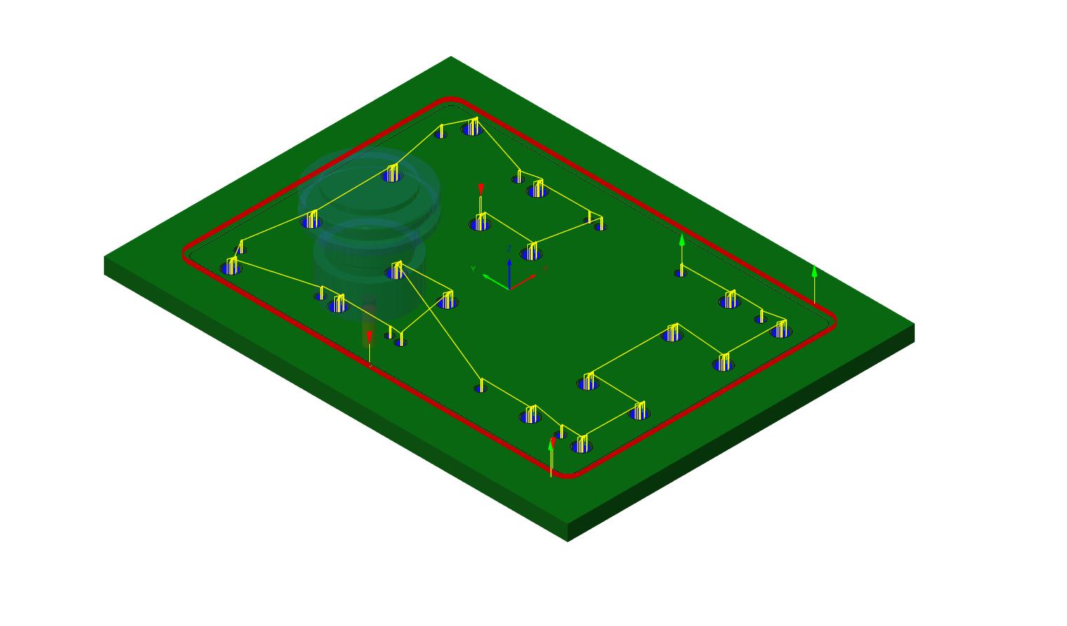 CAM toolpath for main X axis plate
